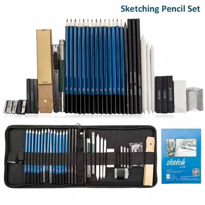 

Sketch 36pcs Set Alat Tulis Gambar Sketsa Dengan Tas Pouch