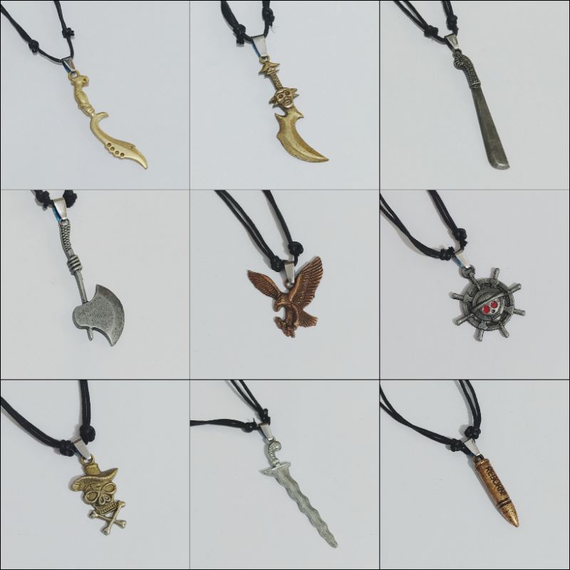 Kalung Tali Liontin Metal Bahan Tali Kulit Harga Grosir