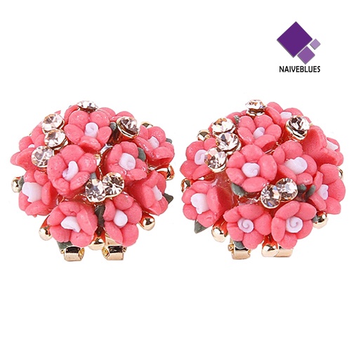 Anting Stud Klip Berlian Imitasi Dazzling Untuk Wanita