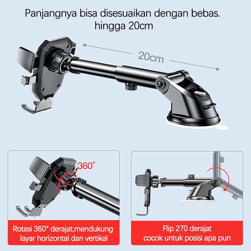 Holder Mobil Jepit 3in1 Dashboard kaca Ventilasi AC 360 derajat Car Holder Original
