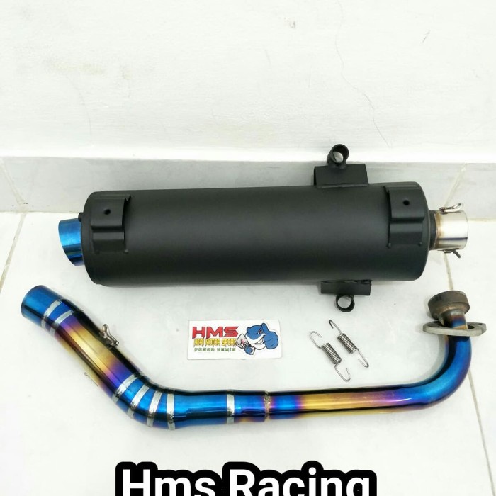 Knalpot Tsukigi Xeon - Xeon Karbu Leher Pelangi Blue Stenlis Thailand