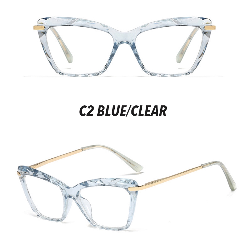 (YUZHU) Bayar di Tempat INS Fashion Retro Mata Kucing Wanita Kacamata Anti Blue Eyeglasses