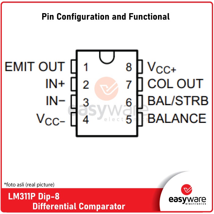 LM311P Texas Instrument Dip-8 - Differential Comparator - LM311