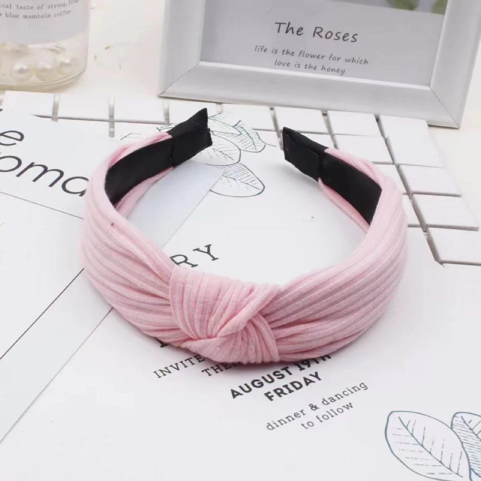 Bando Korea Bandana Wanita Murah Bando Polos Bando Simpul Aksesoris Rambut Wanita Import-AR-59 Pink