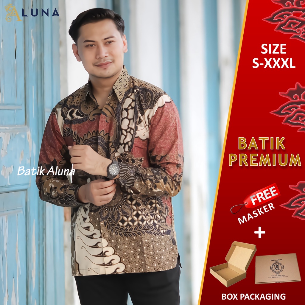 KEMEJA BATIK PRIA PREMIUM LENGAN PANJANG REGULAR BATIK ALUNA PCW 072