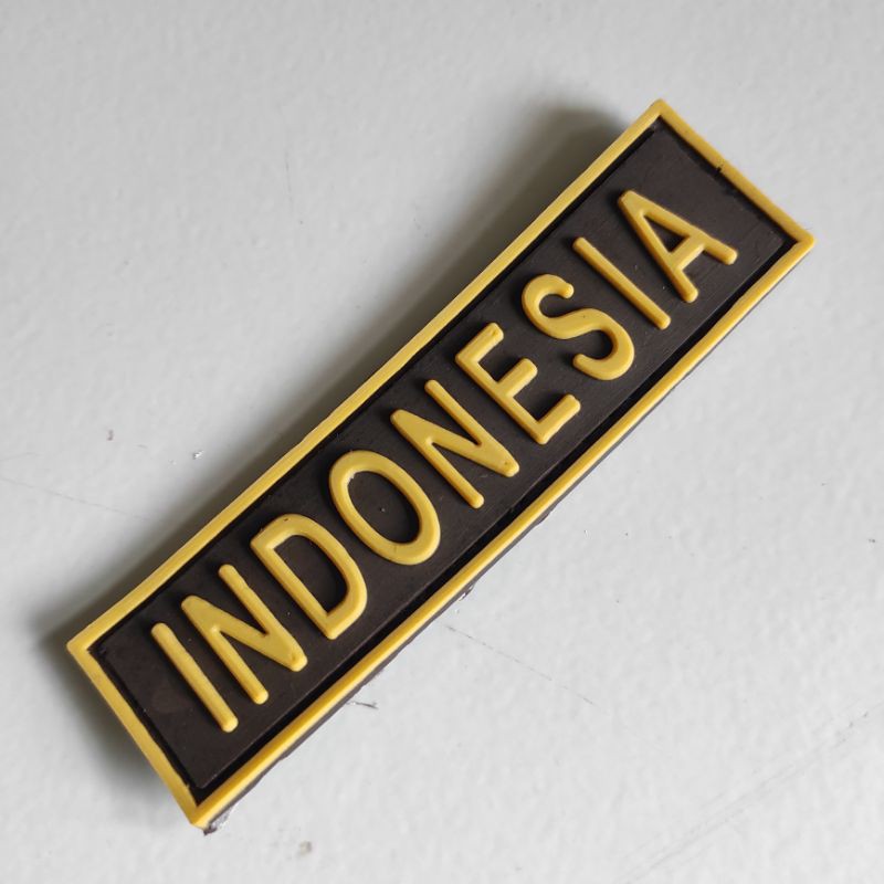 PATCH RUBBER TULISAN INDONESIA PRAMUKA/TEMPELAN EMBLEM LOGO KARET VELCRO