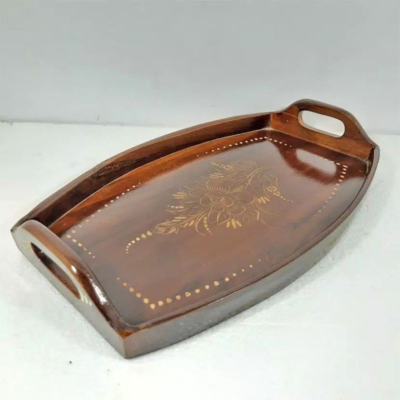 Nampan Baki Cukit Unik Kayu Jati Model Oval