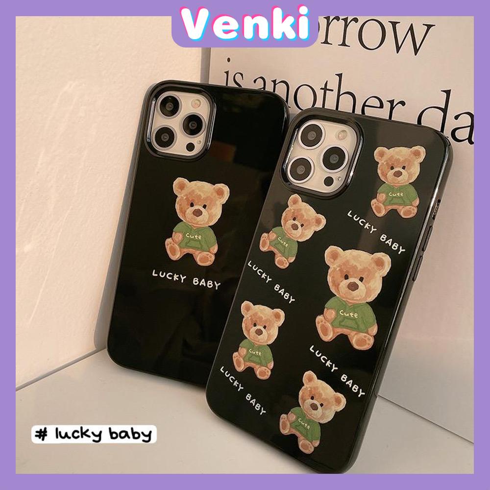 Soft Case Silikon Hitam Glossy Motif Teddy Bear Untuk Iphone 13 Pro Max / 12 Pro Max / 11 / 7 / 8 + / Xs / Xr / Xsmax / 11 / 7 / 8 +