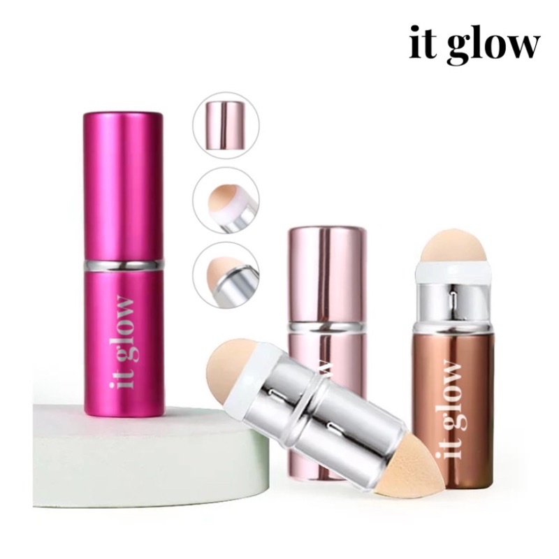 ITGLOW - OIL &amp; SEBUM ABSORBING VOLCANIC FACE ROLLER - 2in1 Oil Control &amp; Mini Beauty Blender / Pengganti Kertas Minyak / Sebum Control