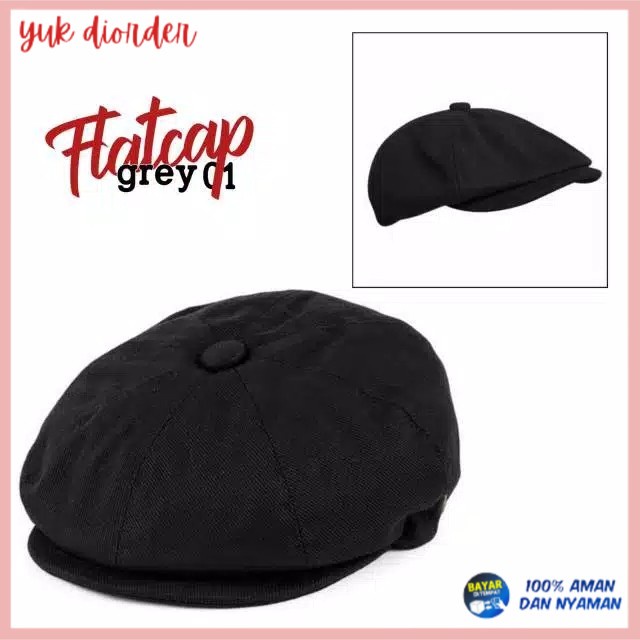 ✨BISA COD✨ topi flat cap/topi newsboy cap/topi copet/topi mafia/peaky blinders - Hitam