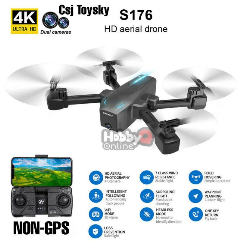 Drone Camera 4K S176 Optical Flow WIFI 2.4Ghz Drone FPV HD CSJ Toysky Drone Kamera Murah