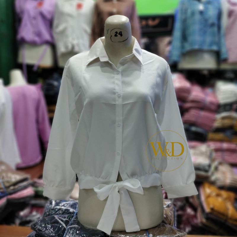 Atasan Kemeja Crop Top Wanita Blouse Polos Crop