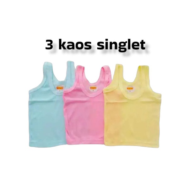 3 KAOS SINGLET BAYI NEWBORN/ 3 kaos singlet bayi baru lahir