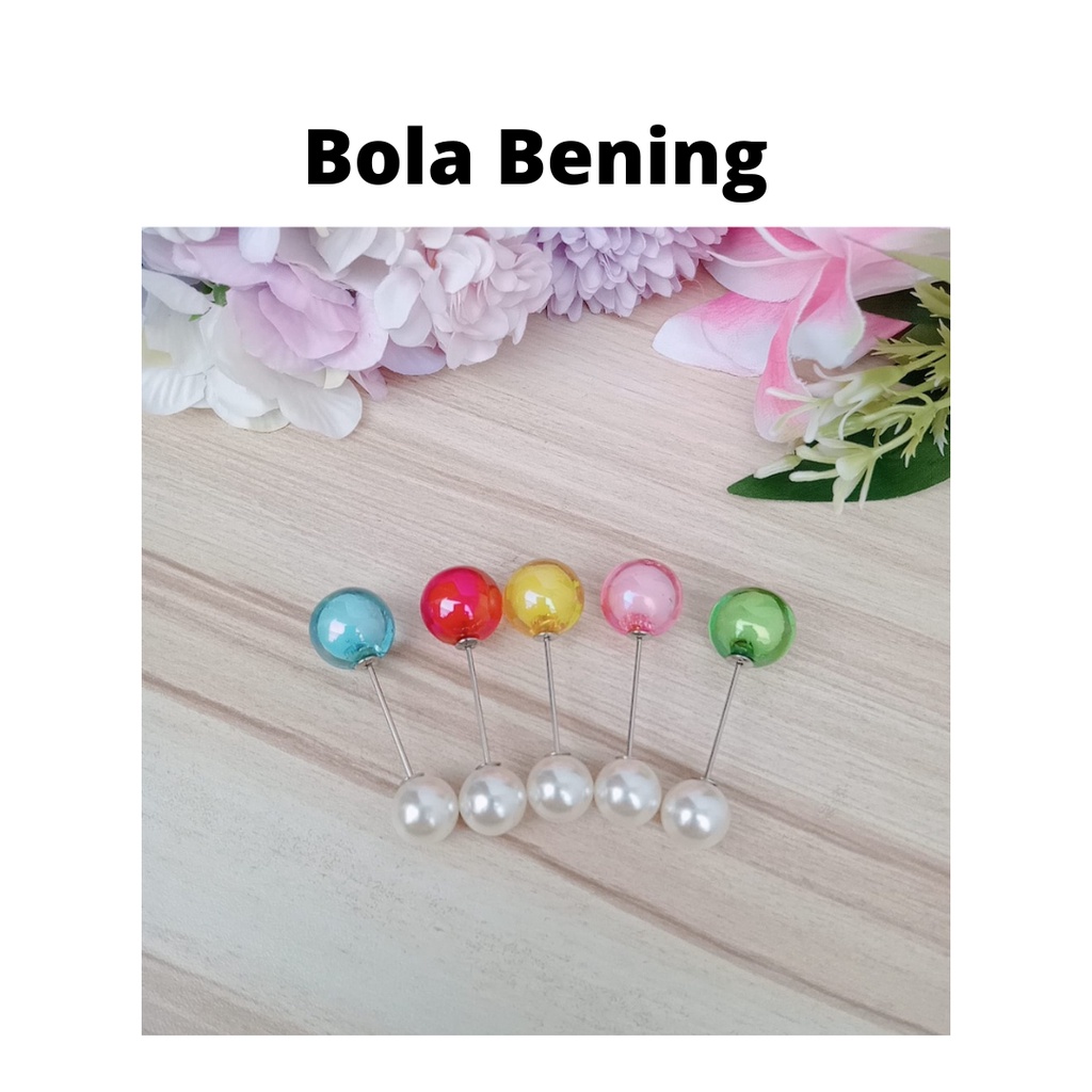 1 buah Tuspin Bola bening kombinasi warna / peniti hijab /pin hijab SN0398 || Tuspin Mutiara Kaca Variasi Warna Bros Peniti Hijab