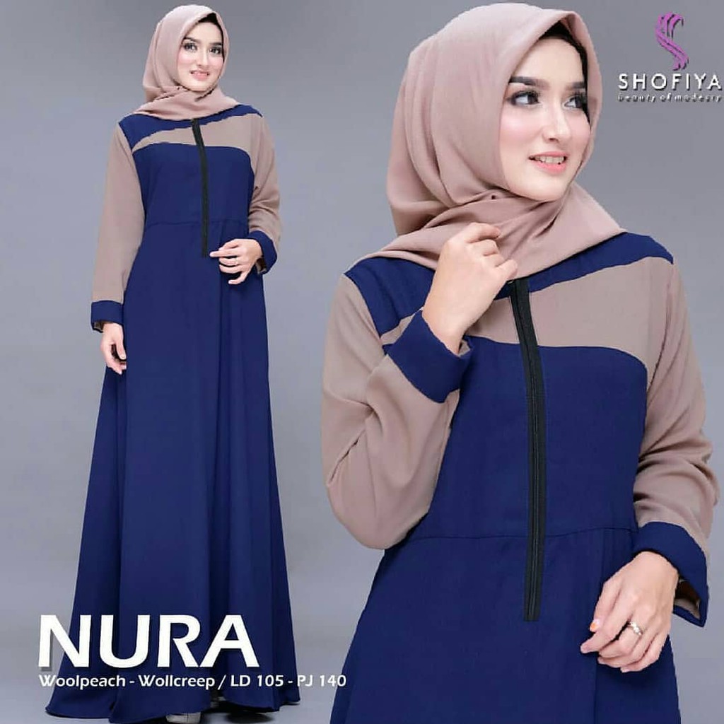 CUCI GUDANG NURA MAXI DRESS Bahan Moscrepe Pakaina Wanita Gamis Panjang Terusan Gamis Wanita Dress Mulim Terbaru