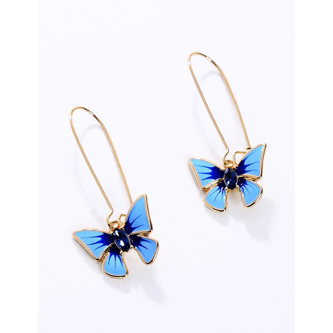 LRC Anting Fashion Blue Drop Oil Butterfly S925 Sterling Silver Earrings D33189