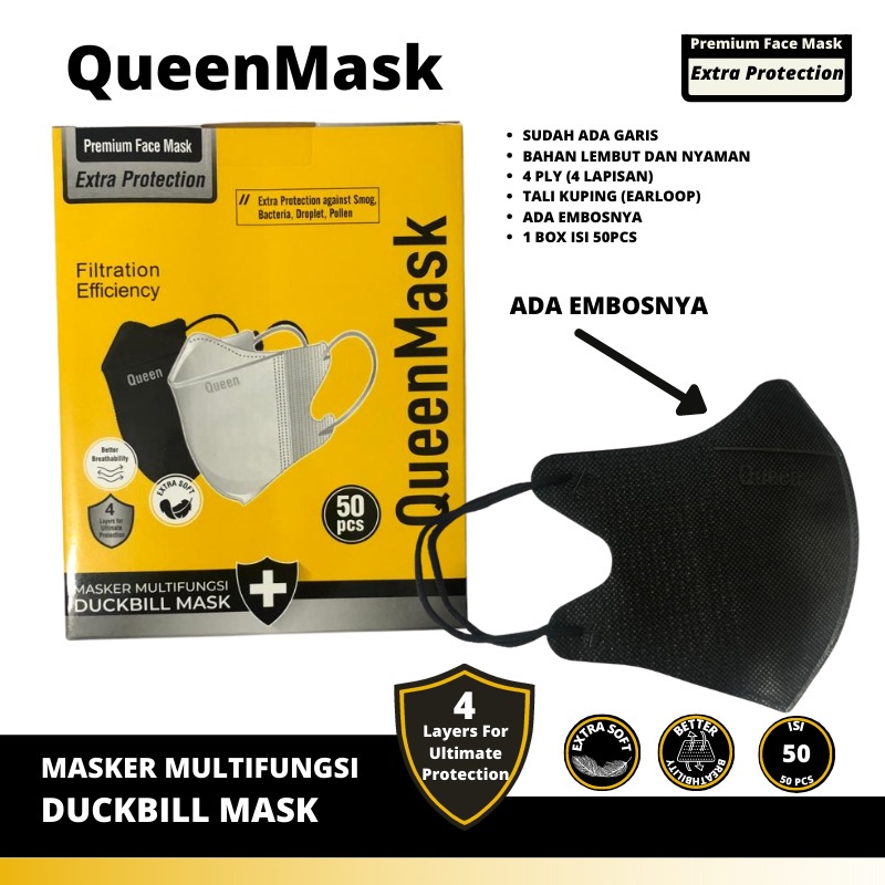 Masker Duckbill 4Ply Earloop 4ply Premium Quality isi 50Pcs SR