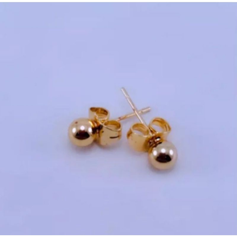 anting tusuk patam dilapisi kuning emas murni 24 titanium original anti luntur