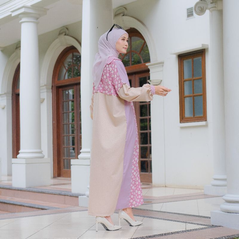 Eleanorre Aiko Abaya Flower Pink Atasan Muslim Wanita