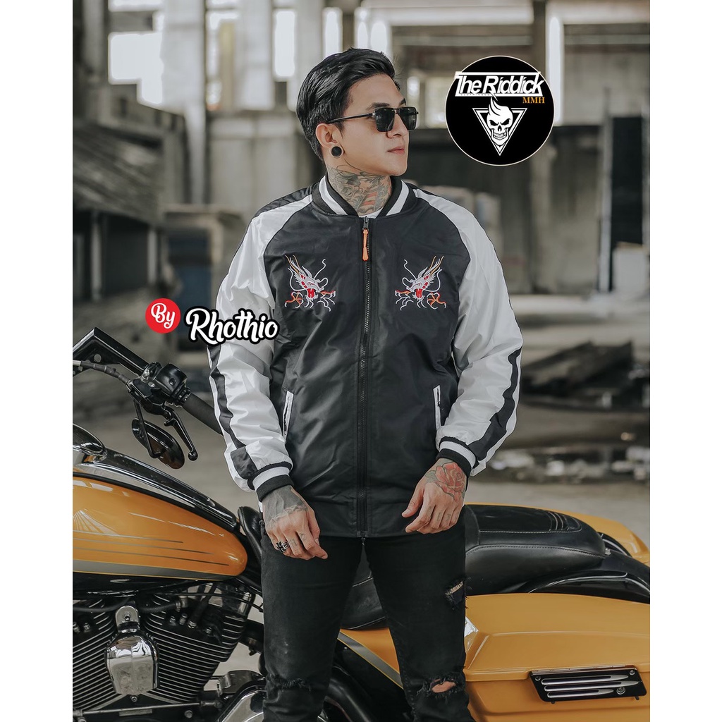 JD- JAKET BOMBER SUKAJAN ORIGINAL RHOTHIO / JAKET BOMBER BASEBALL SUKAJAN NAGA TERBARU ORIGINAL