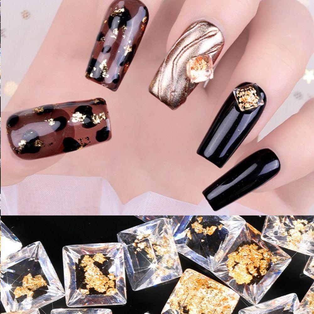 Mxbeauty Dekorasi Nail Art Mini Resin DIY Bahan Stereo Foil Emas Kuku Kecantikan Manicure Tools Hiasan Kuku