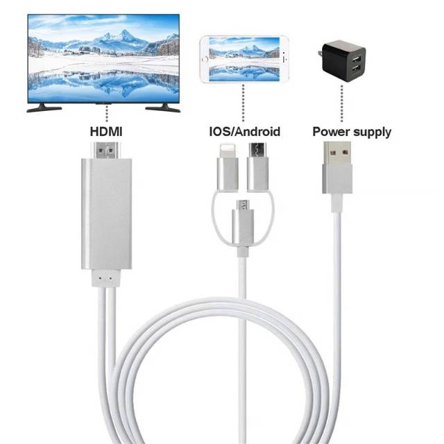 PHONE TO HDTV CABLE 3 IN 1 / KABEL HP KE TV UNTUK MIRORRING