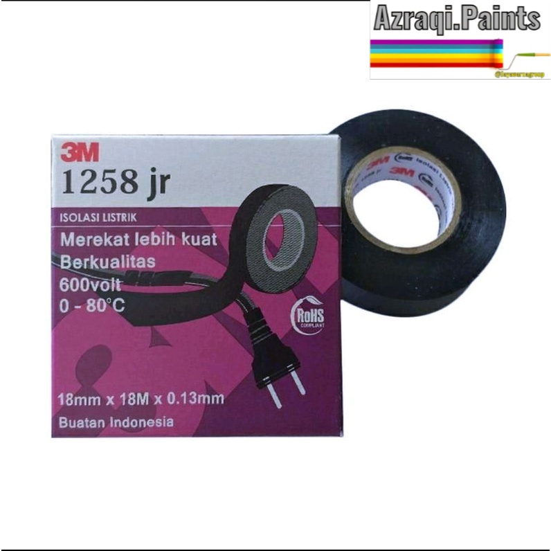

3M ISOLASI LISTRIK HITAM Electrical Tape 1258 JR Kabel Tape (ORIGINAL)