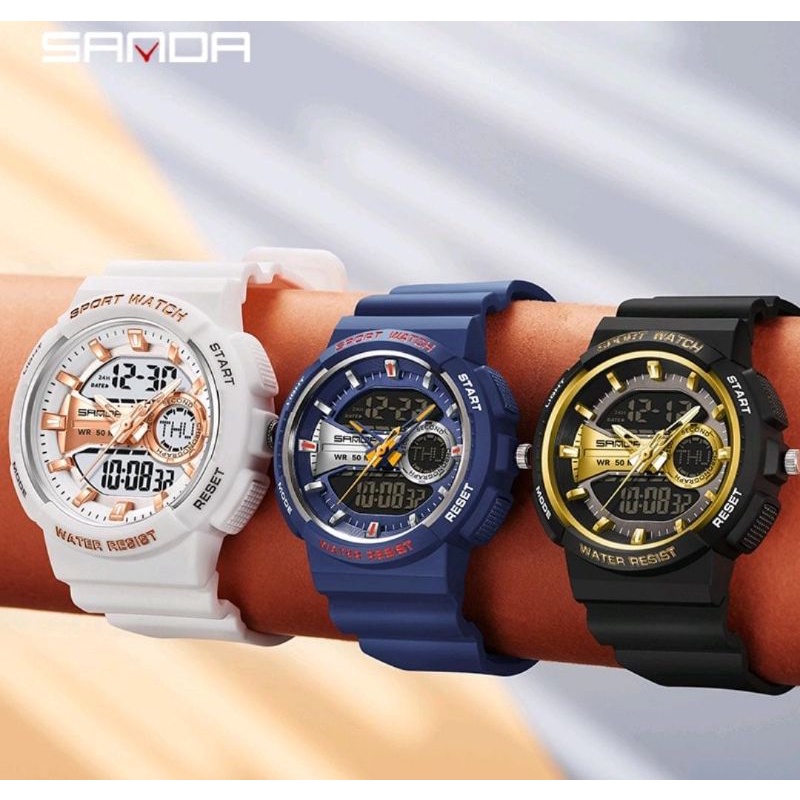 Viral Jam Tangan SND6081 Jam Tangan Pria Digital Analog Tali Rubber Chronograph Anti Air