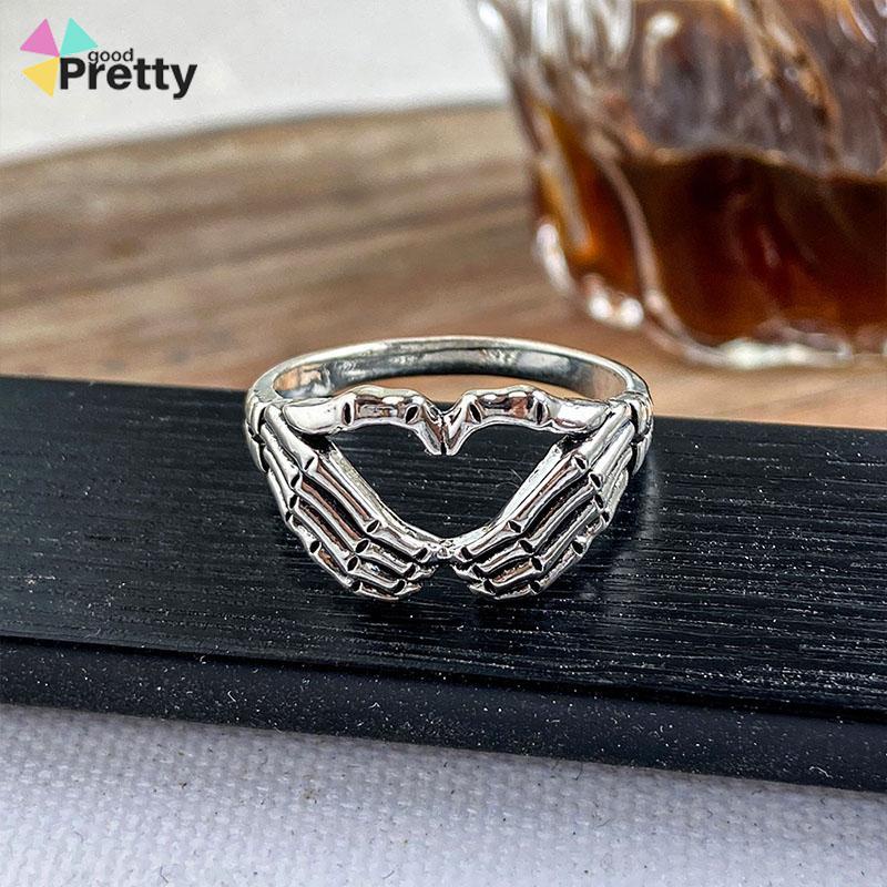 Korea Retro Hell Ghost Tangan Cinta Cincin Mendominasi Tren Pria Dan Wanita Cincin Perhiasan - PD