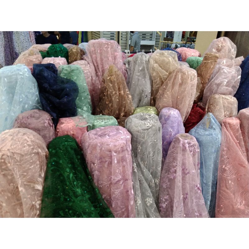 TULLE MUTIARA/Minimal order 2klik/Harga Tertera 1/2(0.5)mtr