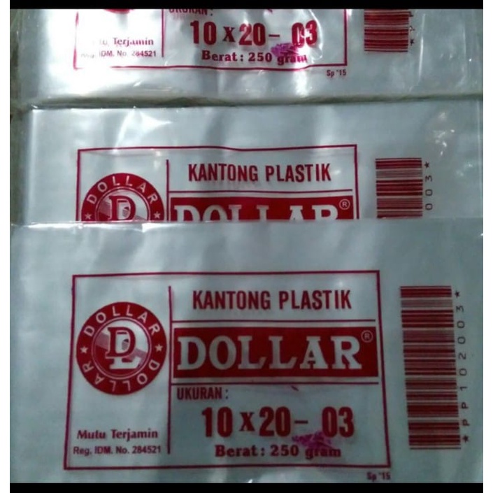 Kantong Plastik Bening Tebal Cap Dollar ukuran 10 x 20 - 03