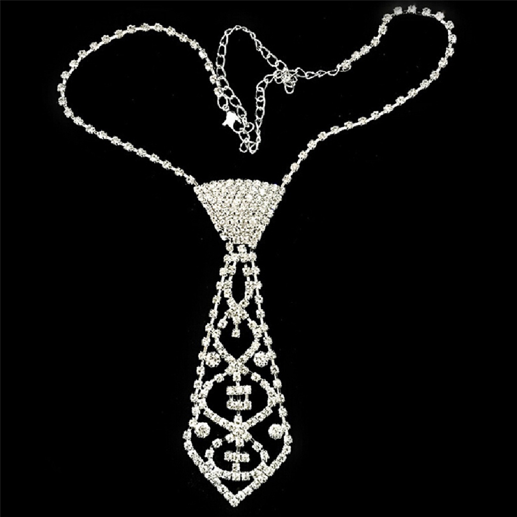 (AdornmentNo1) Kalung Choker Sexy Bentuk Dasi Aksen Berlian Imitasi Untuk Perhiasan Wanita / Pesta