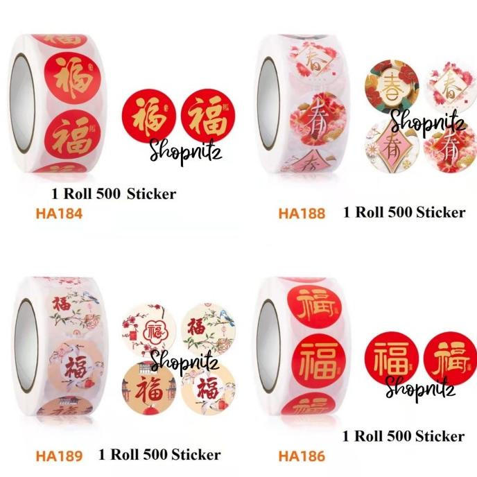 

paling diminati] Sticker Roll Imlek Hoki 2.5cm Stiker Toples Hok CNY Bulat Tempelan Fu