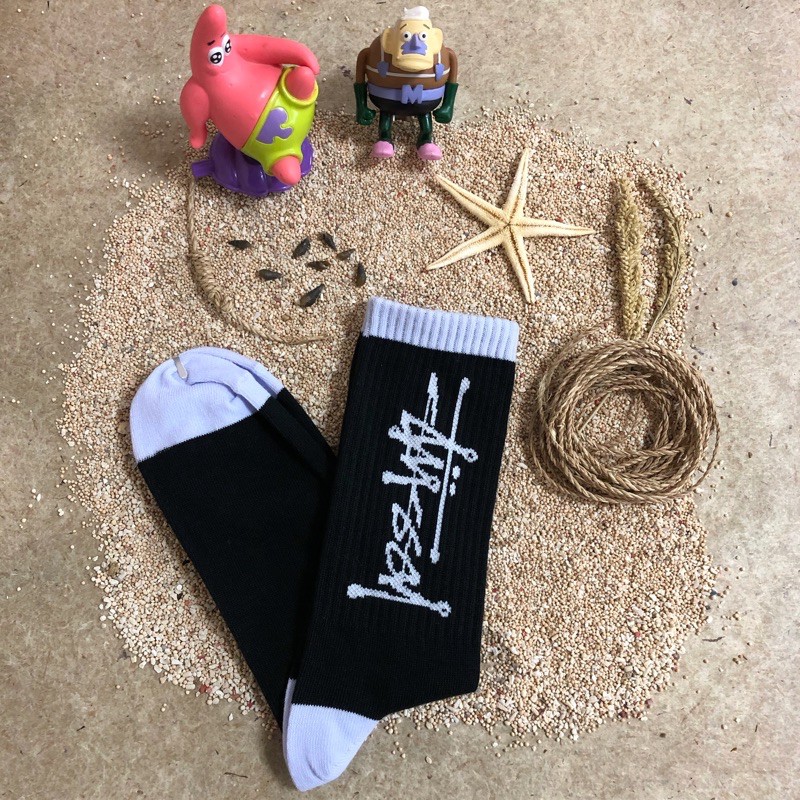 Kaos Kaki Stussy Black White