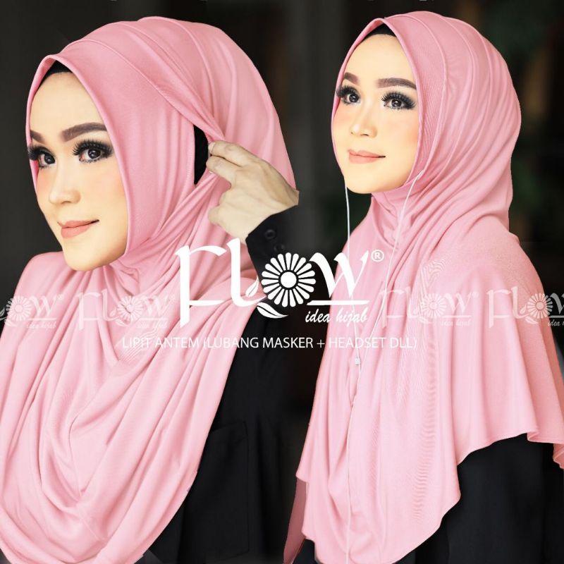 Jilbab Instan Simpel 2in1 Lipit Ori Flow-Dusty