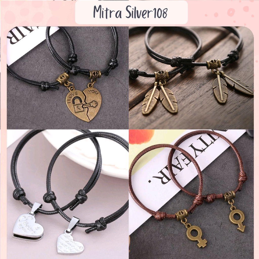 [MS108] GL 47 Gelang Couple Liontin Gembok | Kunci Gelang Couple Kekinian Ala Korea / Untuk Wanita ( 2pcs)