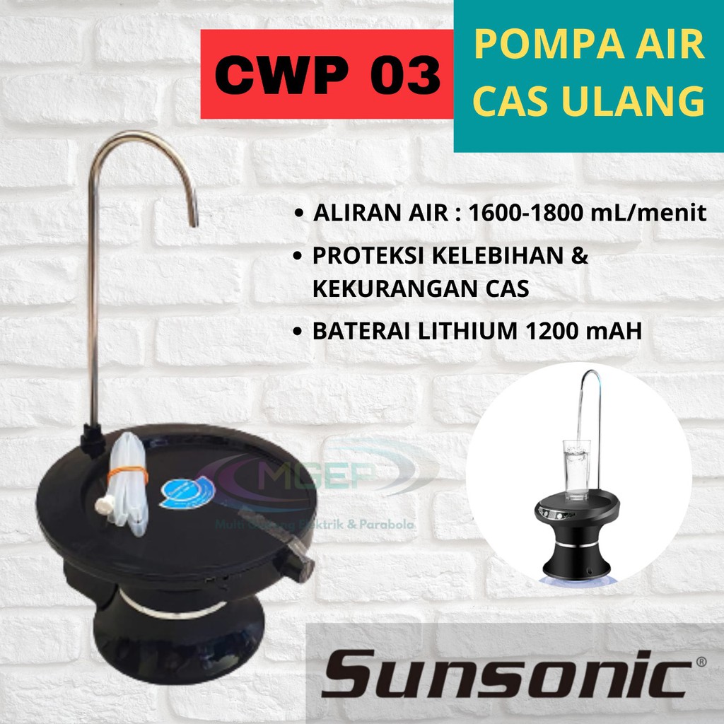 Sunsonic Pompa Air Galon Elektrik Tatakan Gelas Water Pump CWP 03