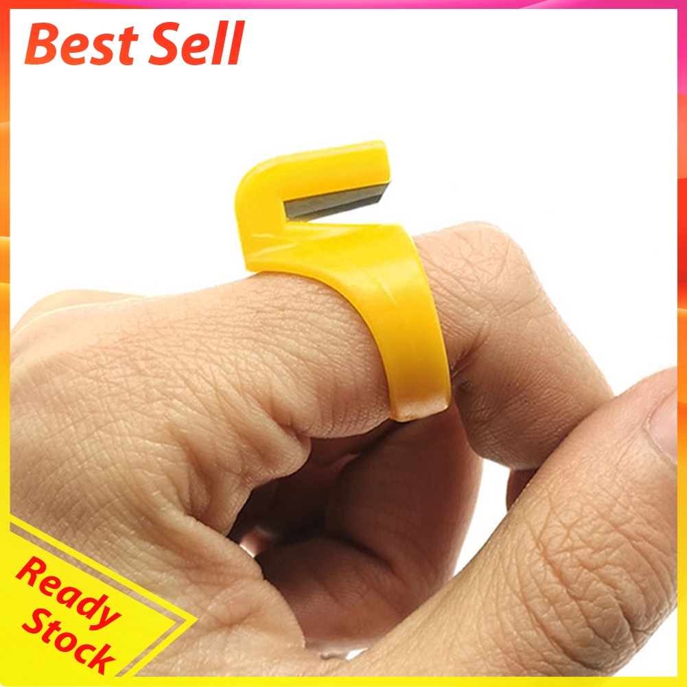 Plastic Thimble Sewing Ring Fishing Thread Cutter Finger Blade Needle Tools
