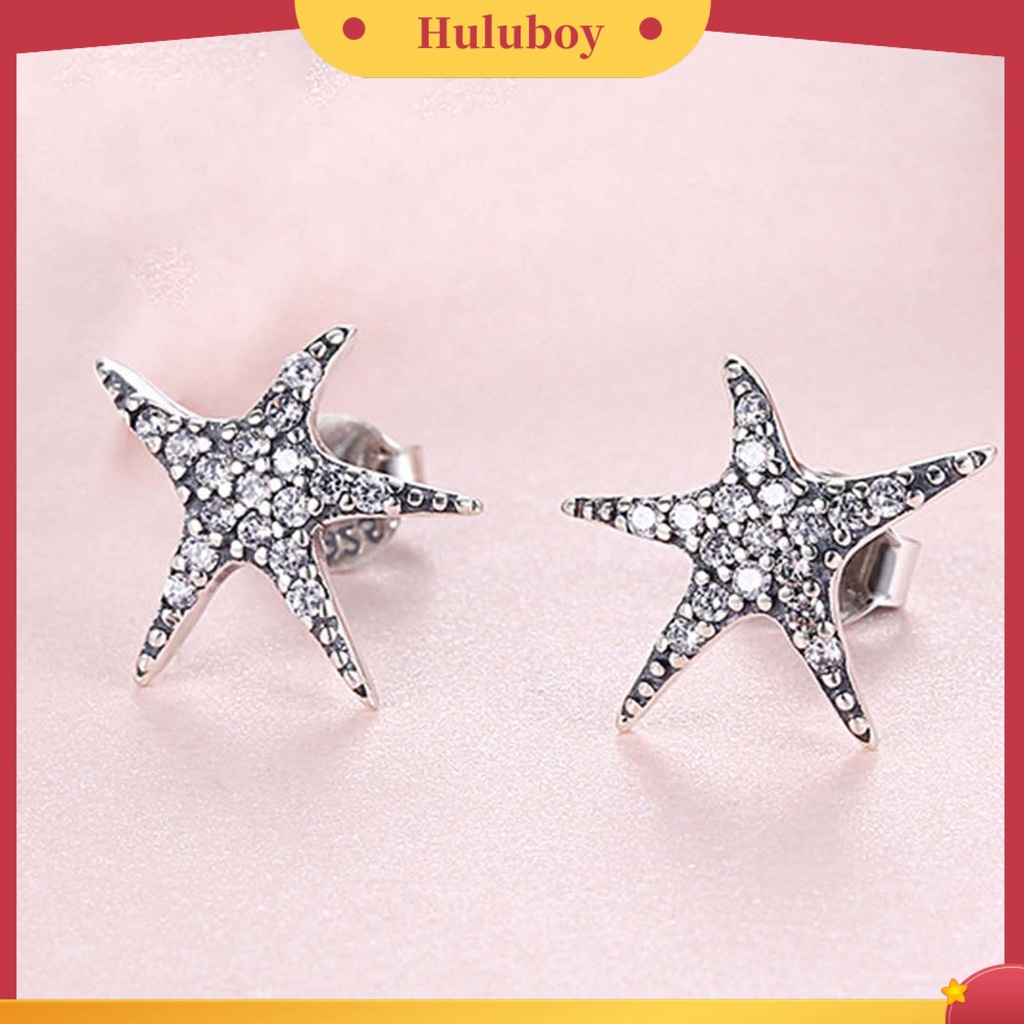 Hu Hu Hu Hu Hu Alat Bantu Pasang Kacamata♡ 1 Pasang Anting Stud Bentuk Bintang Laut Warna Silver Untuk Hadiah