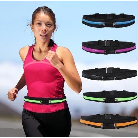LJ-Double Pocket Running Belt, Tas Jogging Ikat Pinggang