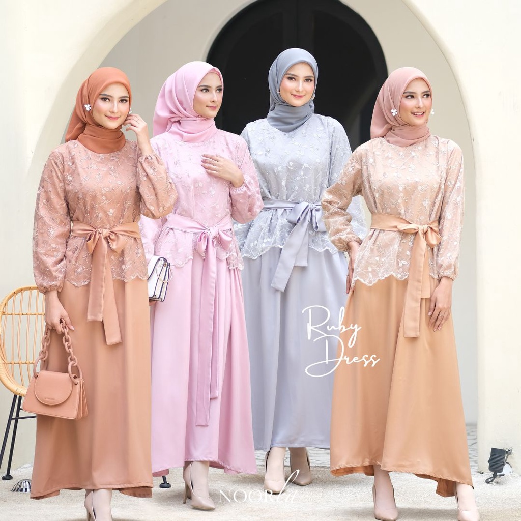 NOORLA - RUBI GAMIS / MAXI DRESS FASHION MUSLIM / GAMIS TULLE AKAR