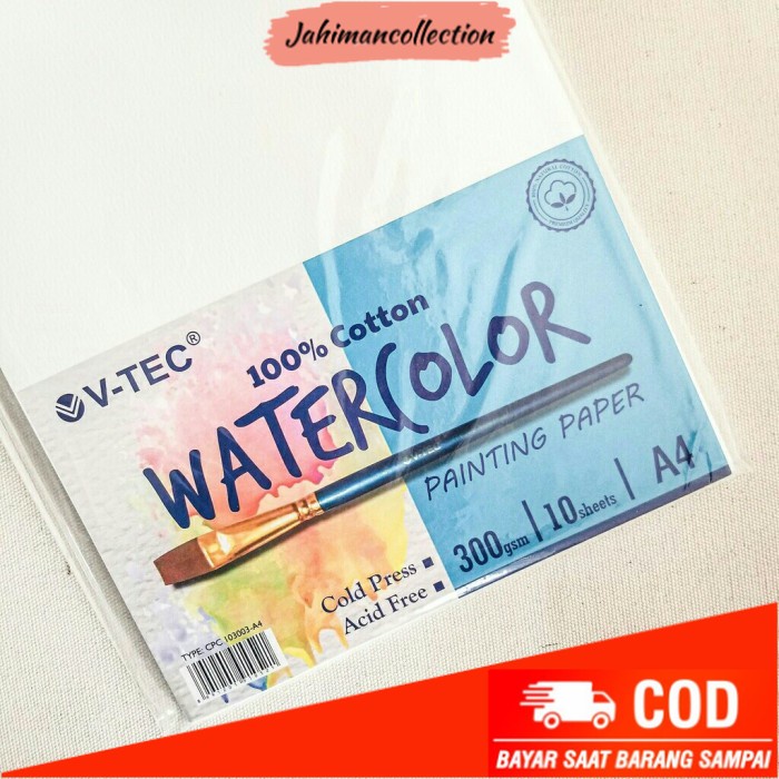 ✨ BISA COD ✨ Kertas Cat Air V-TEC A3 / A4 / A5 300 gsm - V-TEC Watercolor Paper - CPC103003 - A4