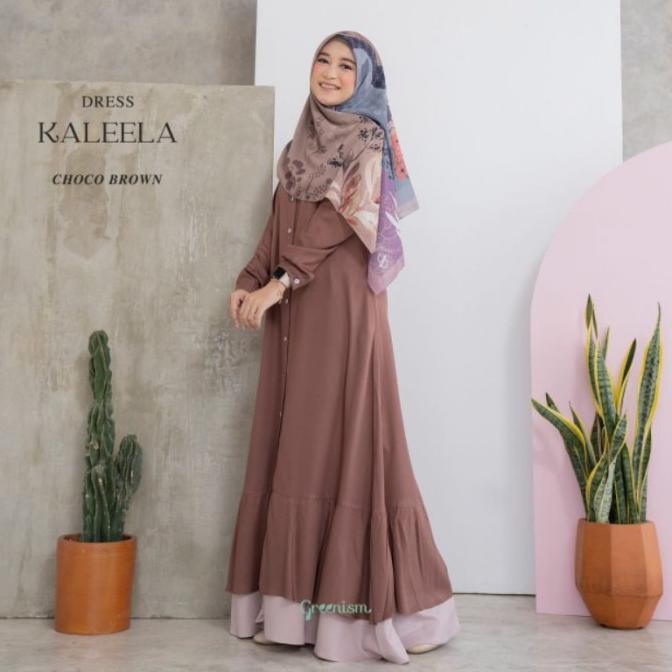 Gamis Dress Greenism Polos By Premium Kaleela Zoraidaidasp