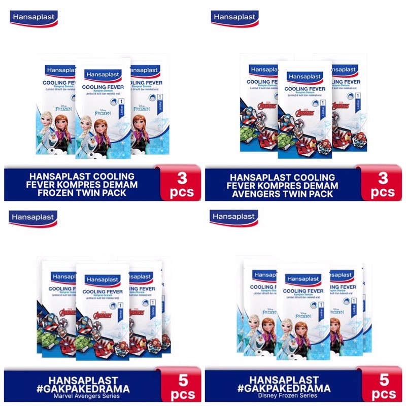 Hansaplast Cooling Fever Plester Kompres Pereda Demam Avengers / Elsa Frozen 3pcs-5pcs