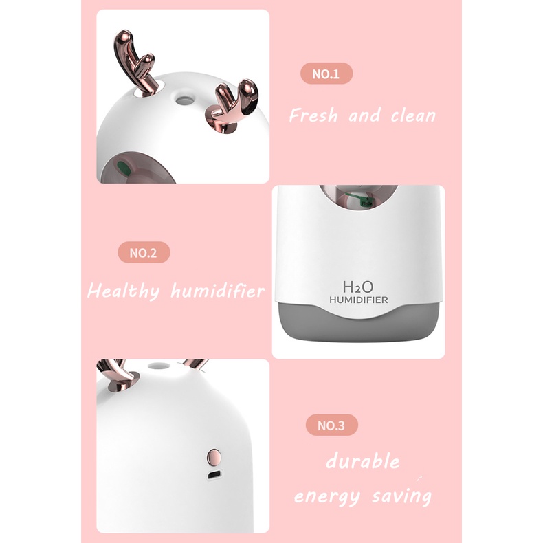 USB Mini Humidifier 300ml Mute Aroma Water Spray Air Humidifier Udara Air Diffuser Cooler Purifier Portable Mobil Pelembab with night light