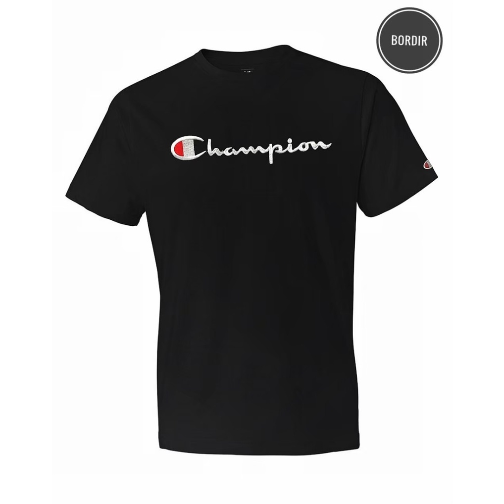 T-Shirt Champion Script  Full Bordir l Kaos Champion Premium Quality