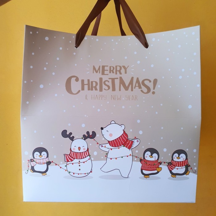 

READY COD Paperbag Hampers Natal Cream Christmas uk 27x27x27 Kantung Tas Parcel TERLARIS