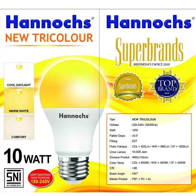 Lampu LED Hannochs Tricolor / LED 3 Warna 10W