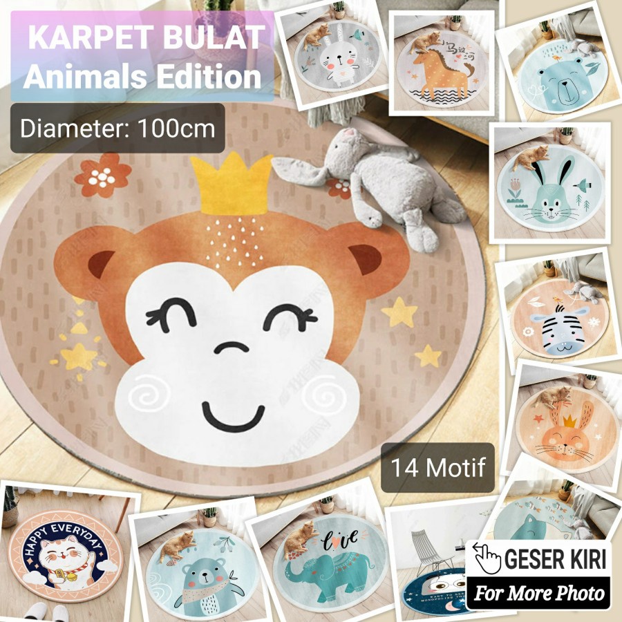 TBI Carpet Tikar Main Anak Hiasan Ruang Tamu Karpet Bulat Modern Round