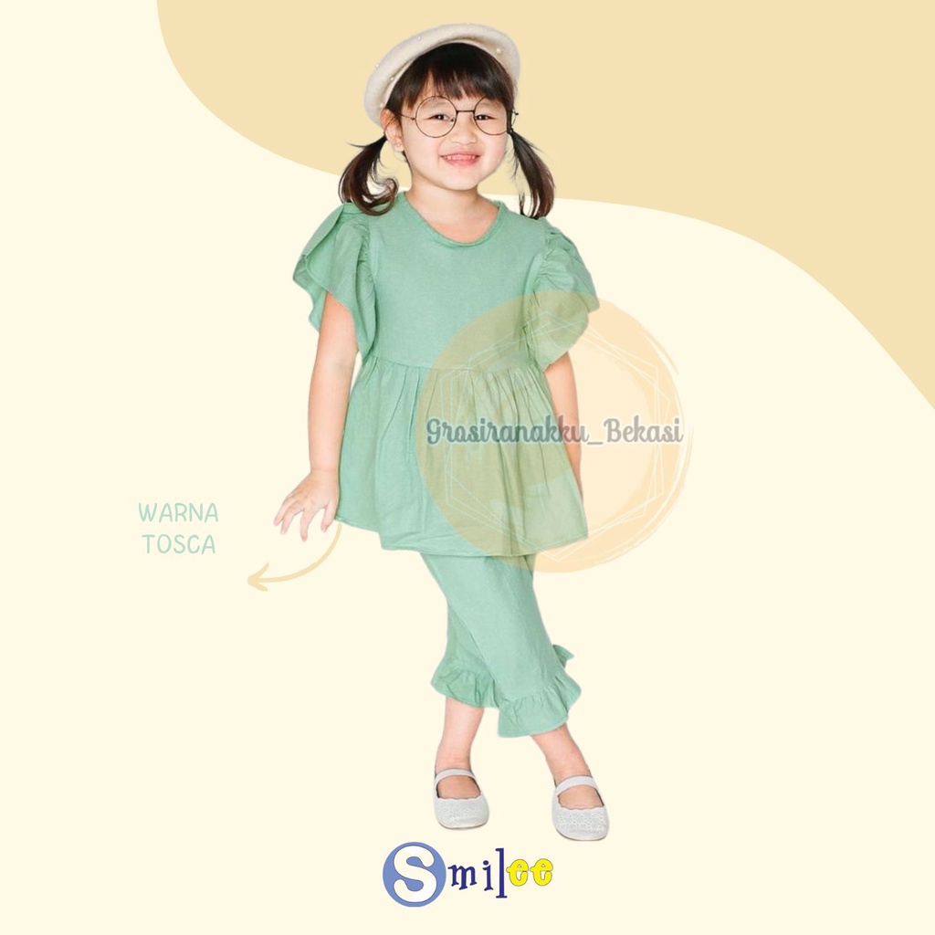 Setelan Anak Smilee Linen Bella Mix Warna Size 1,2,3,4,5